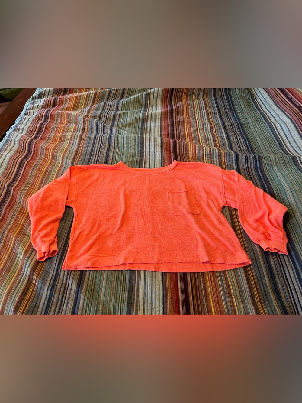 aerie Neon Coral Crewneck Knit Tee